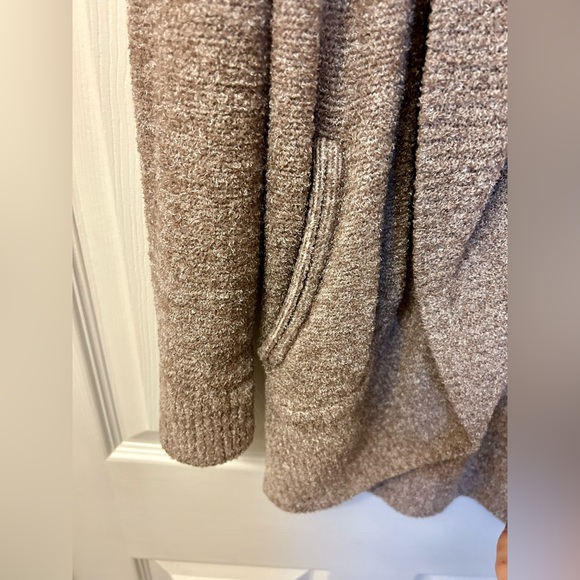 Barefoot Dreams CozyChic Lite Circle Cardigan in Heather Cocoa/Pearl (Rare) - Picture 7 of 12